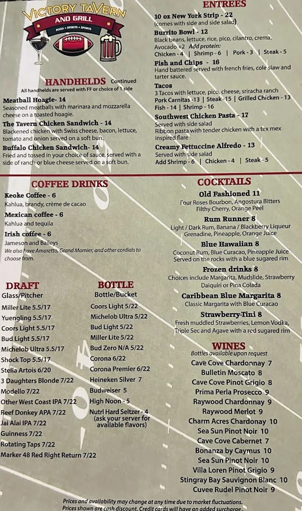 Menu_Victory Tavern and Grill_Palm Harbor, FL_image_old_2