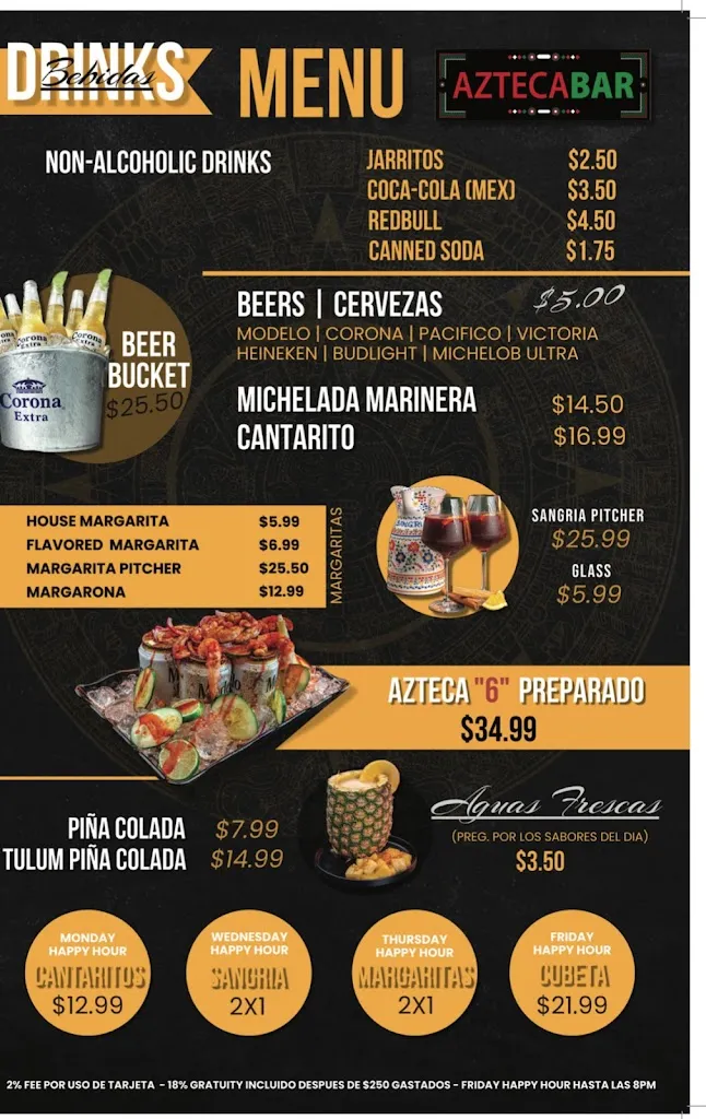 Menu_Azteca Bar_Tampa, FL_image_old_2