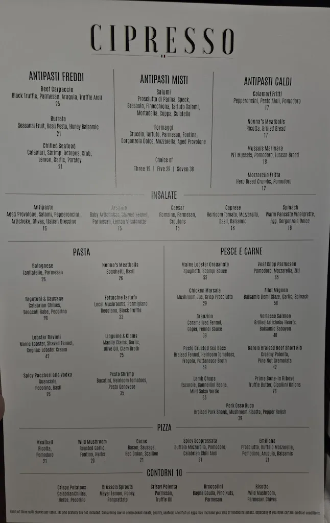 Menu_Cipresso (in Seminole Hard Rock Tampa)_Tampa, FL_image_old_1