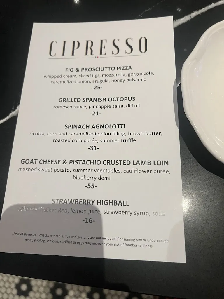 Menu_Cipresso (in Seminole Hard Rock Tampa)_Tampa, FL_image_old_2