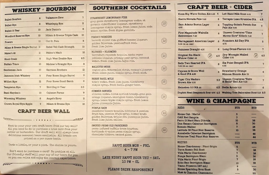 Menu_Original American Kitchen (OAK)_Gainesville, FL_image_old_1