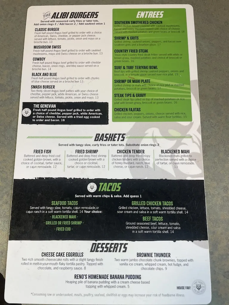 Menu_The Alibi Bar and Grill_Geneva, FL_image_old_2