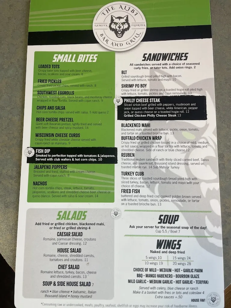 Menu_The Alibi Bar and Grill_Geneva, FL_image_old_3