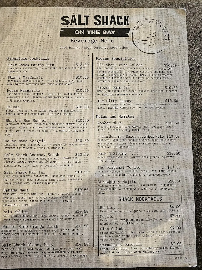 Menu_Salt Shack On The Bay_Tampa, FL_image_old_2
