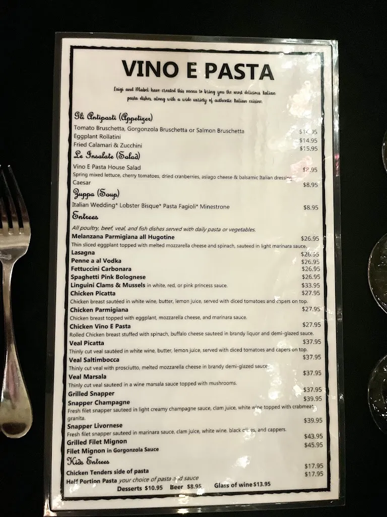 Menu_Vino E Pasta_Tampa, FL_image_old_2