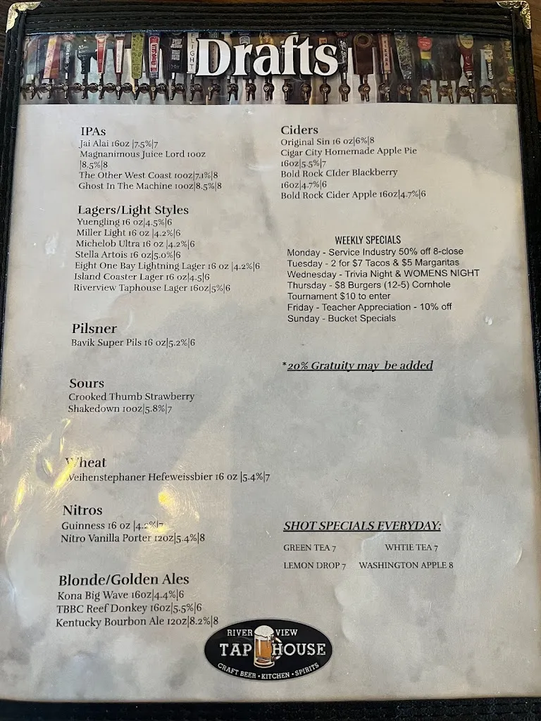 Menu_Riverview Tap House_Gibsonton, FL_image_old_2