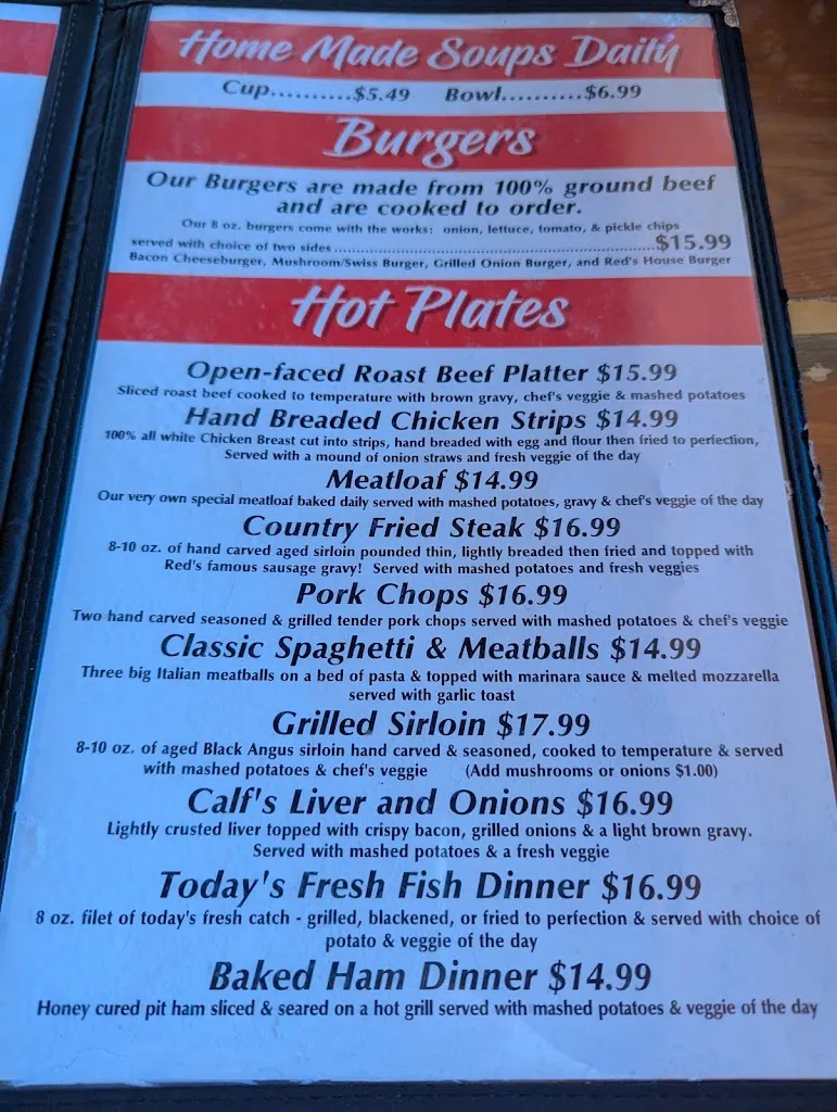 Menu_Red's Restaurant_Hernando, FL_image_old_1