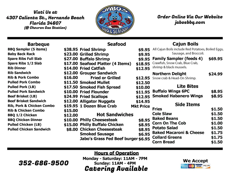 Menu_Jabo's BBQ and Seafood_Hernando Beach, FL_image_old_1