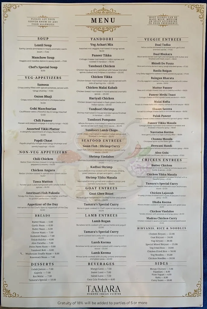 Menu_Tamara Modern Indian Cuisine_Orlando, FL_image_old_1