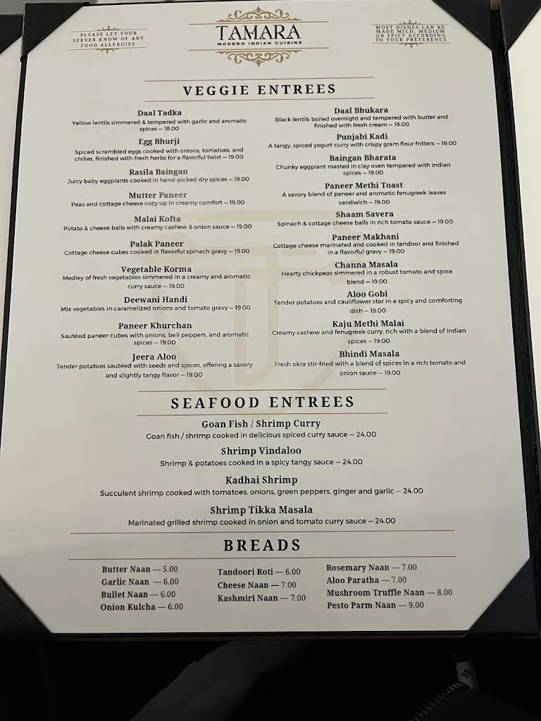 Menu_Tamara Modern Indian Cuisine_Orlando, FL_image_old_2