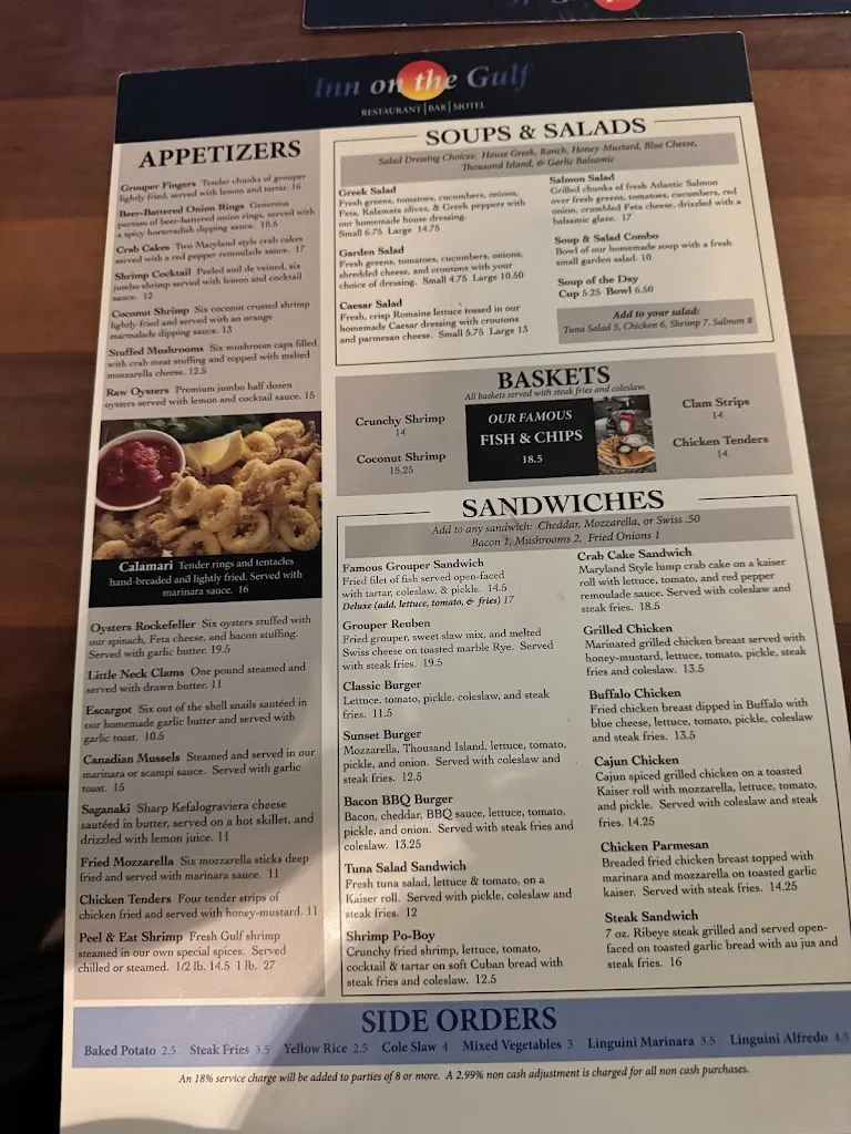 Menu_Inn on the Gulf Restaurant_Hudson, FL_image_old_2