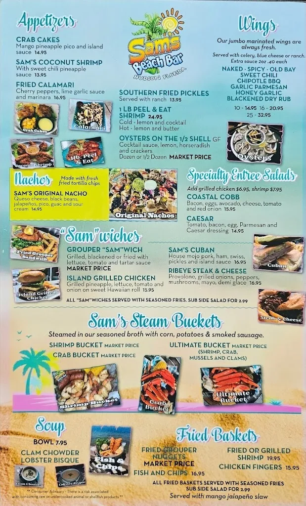 Menu_Sam's Beach Bar_Hudson, FL_image_old_1
