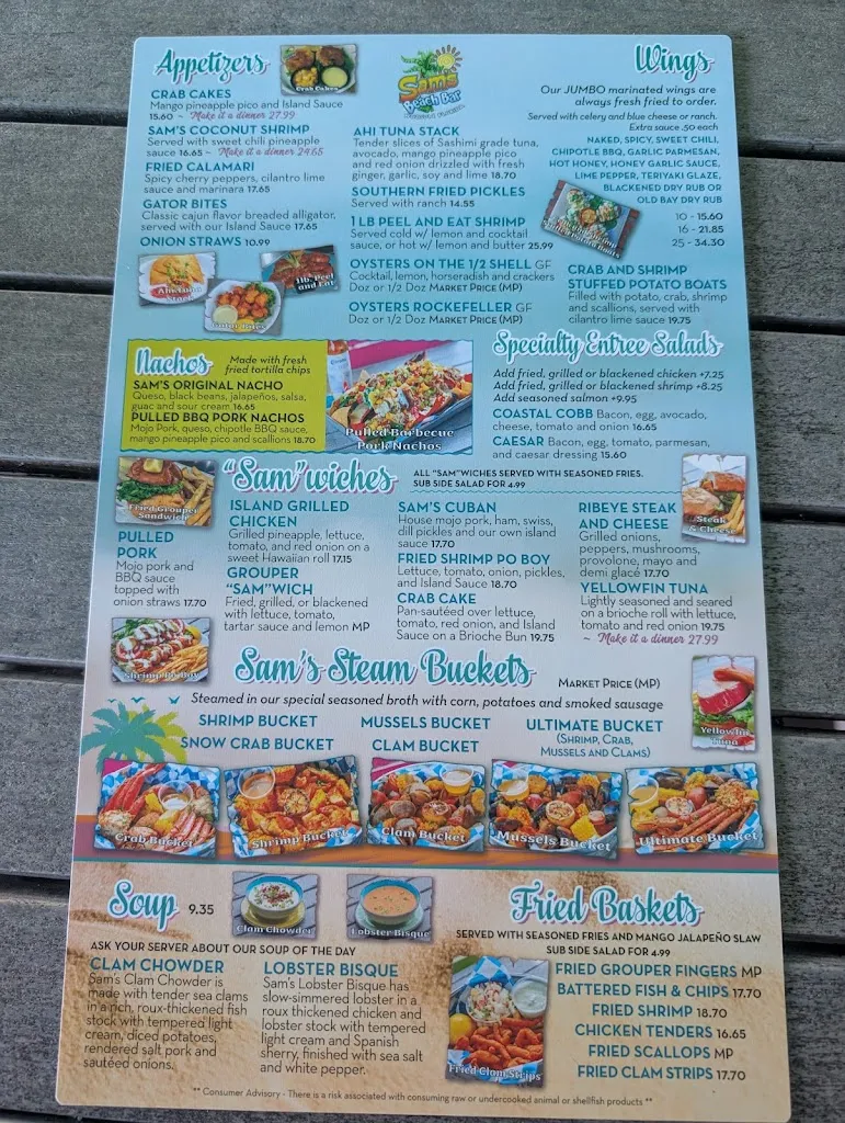 Menu_Sam's Beach Bar_Hudson, FL_image_old_2