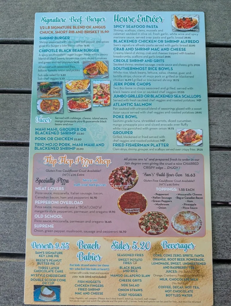 Menu_Sam's Beach Bar_Hudson, FL_image_old_3
