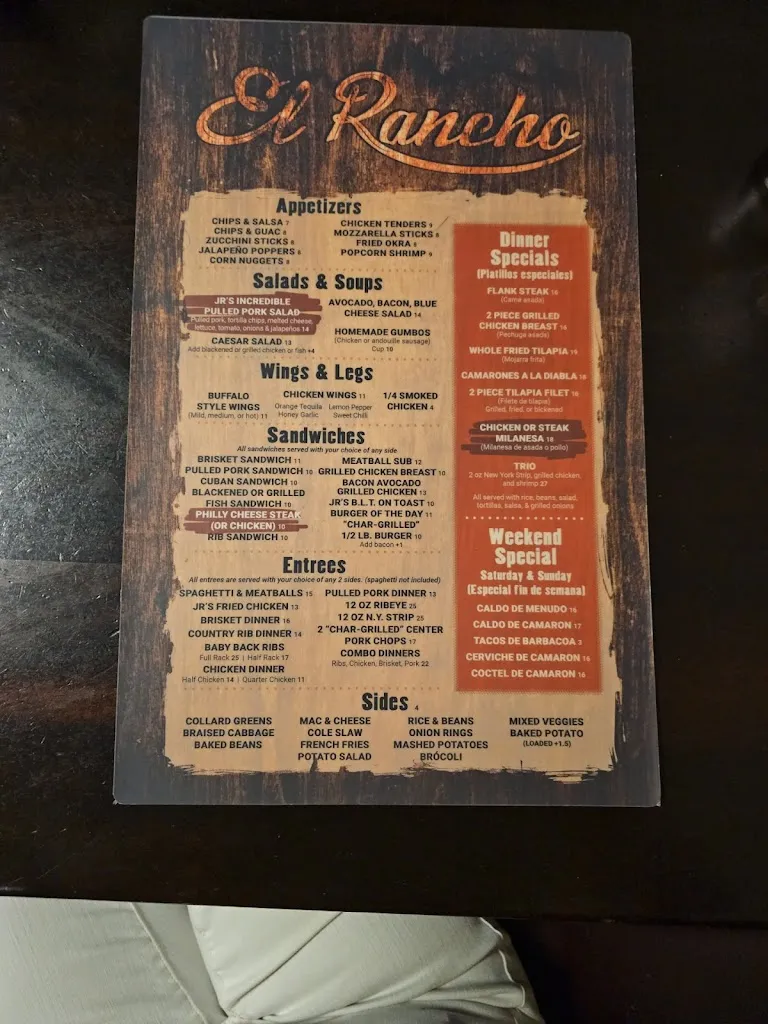 Menu_El Rancho Restaurant_Indiantown, FL_image_old_2