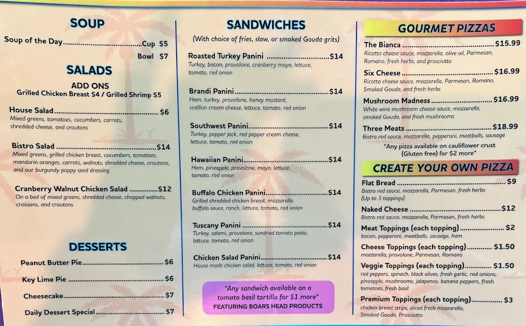 Menu_Bistro Palms Marianna_Marianna, FL_image_old_2