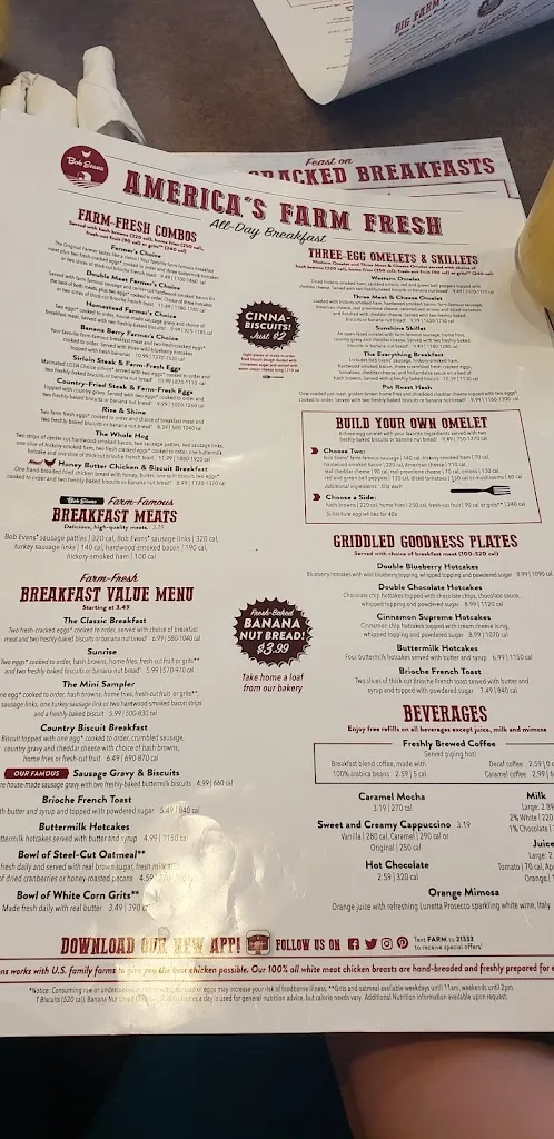 Menu_Bob Evans_Port Richey, FL_image_old_3