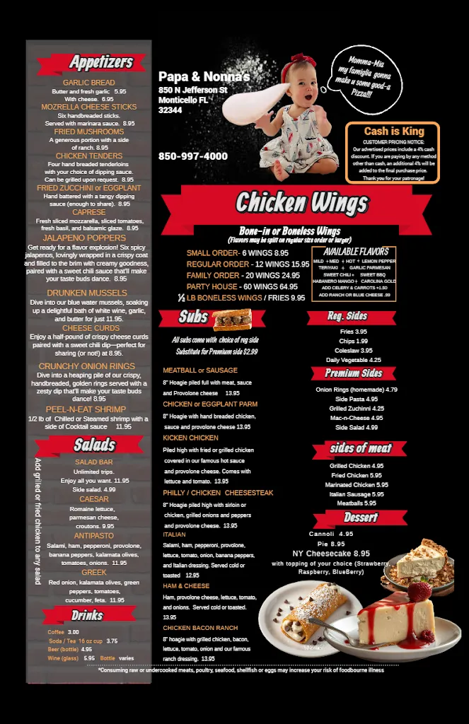 Menu_Mafia Pizza / now known as Papa & Nonna’s Pizzeria_Monticello, FL_image_old_1