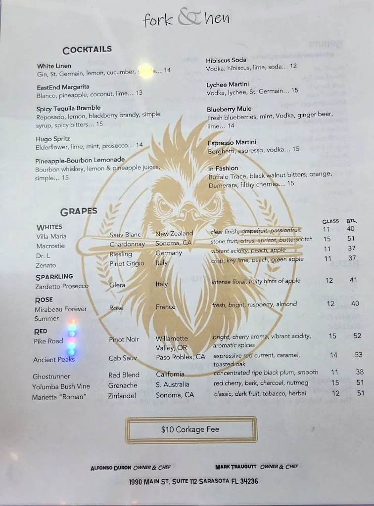 Menu_Fork and Hen On Main_Sarasota, FL_image_old_2