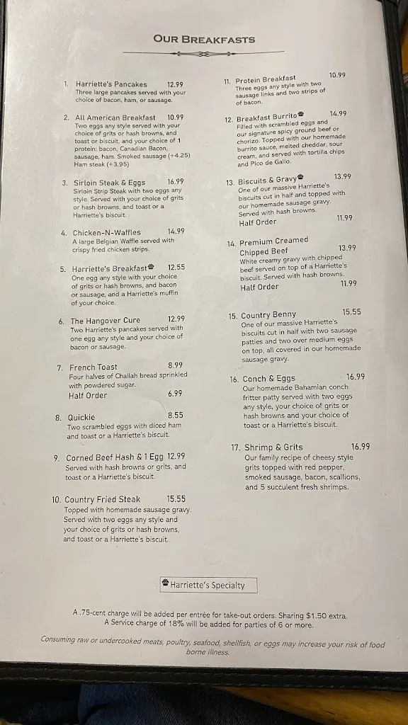 Menu_Harriette's Restaurant_Key Largo, FL_image_old_3