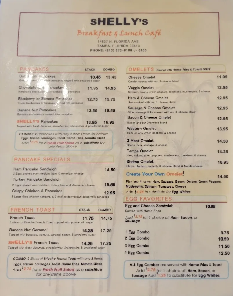 Menu_Shelly's Cafe_Tampa, FL_image_old_2