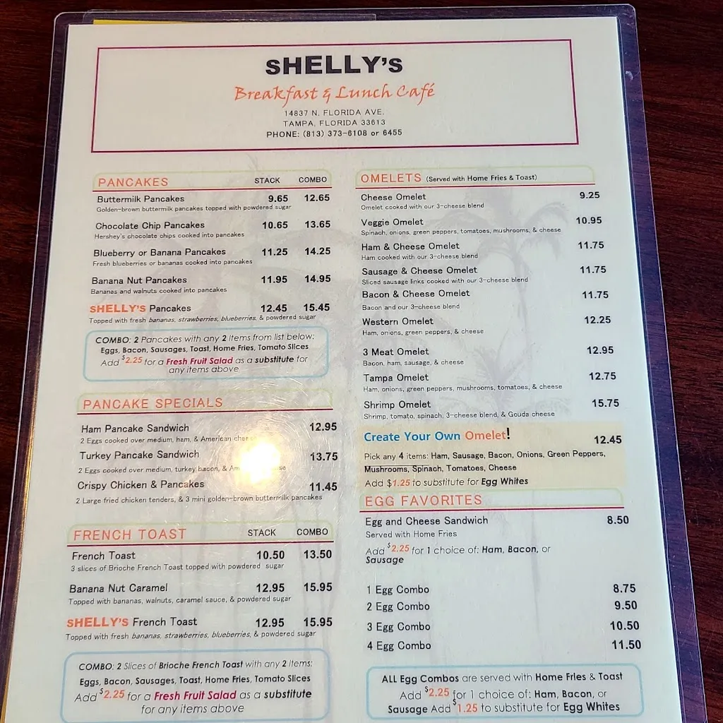 Menu_Shelly's Cafe_Tampa, FL_image_old_3