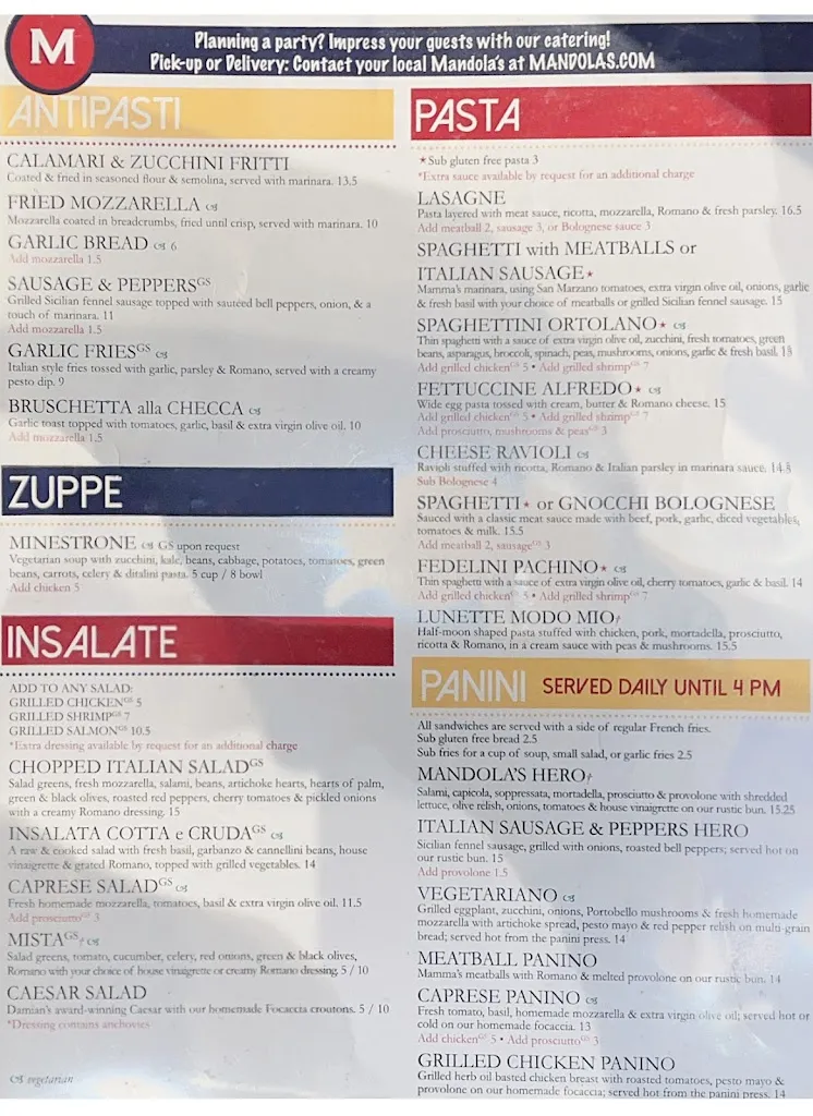 Menu_Mandola's Italian Kitchen_Tampa, FL_image_old_1