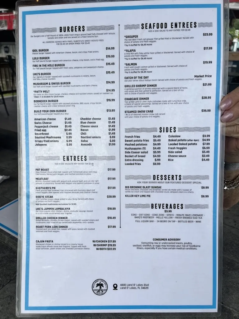 Menu_Ukulele Brand's_Land O' Lakes, FL_image_old_1