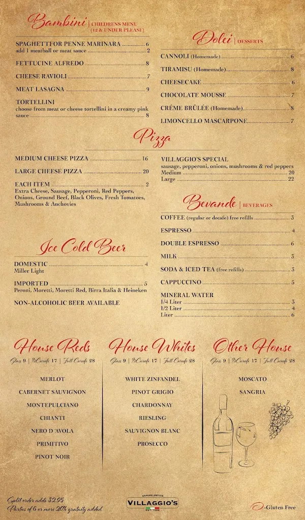 Menu_Villaggio's Ristorante Italiano_Lutz, FL_image_old_1