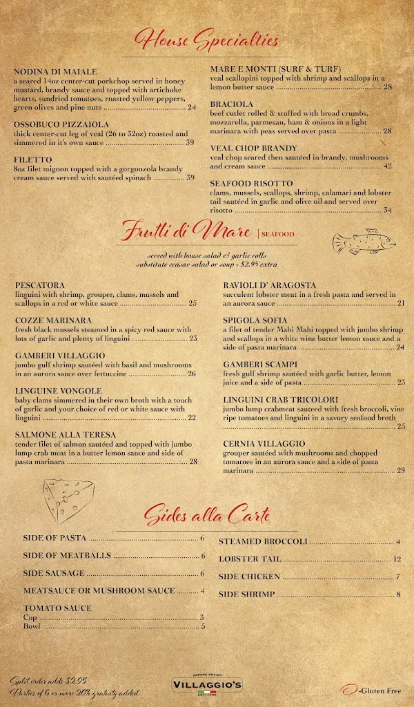 Menu_Villaggio's Ristorante Italiano_Lutz, FL_image_old_3