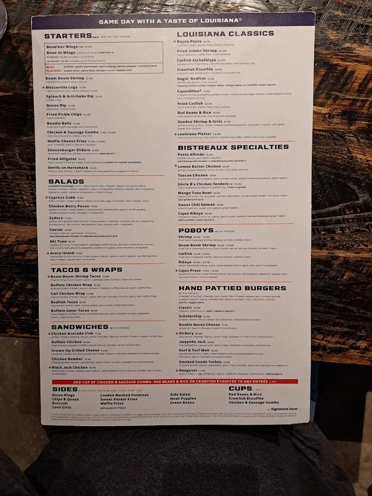 Menu_Walk-On's Sports Bistreaux - Wesley Chapel Restaurant_Lutz, FL_image_old_2