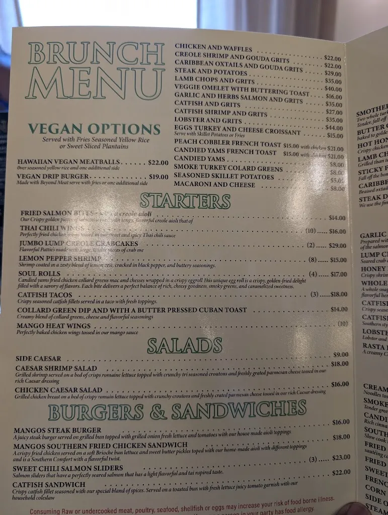 Menu_Mangos Southern Kitchen and Bar_Tampa, FL_image_old_3