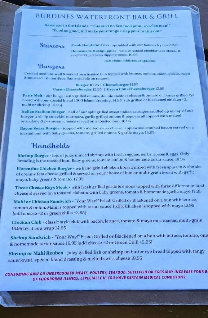 Menu_Burdines Waterfront_Marathon, FL_image_old_3