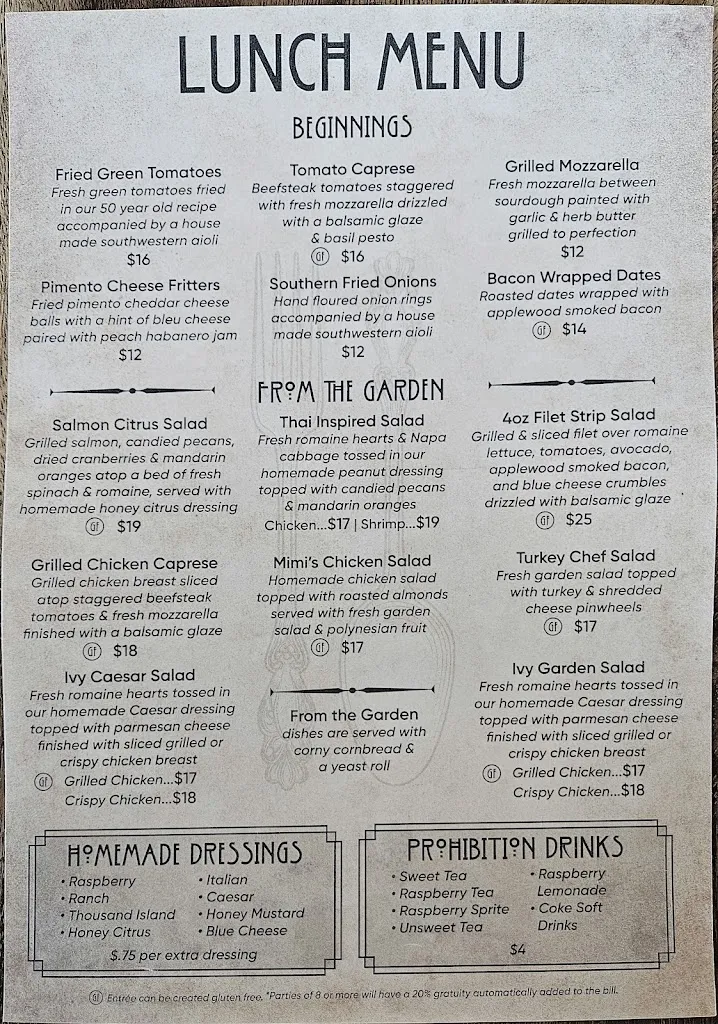 Menu_Ivy on the Square_Ocala, FL_image_old_2
