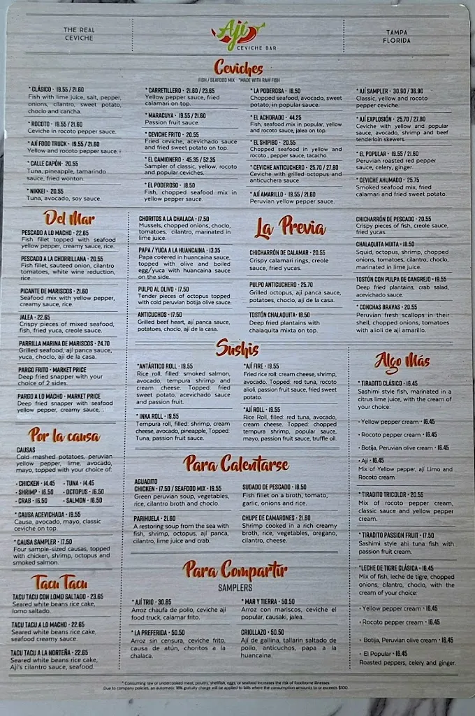 Menu_Aji Ceviche Bar Tampa – Peruvian Restaurant_Tampa, FL_image_old_1