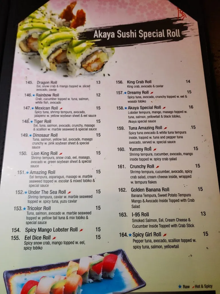 Menu_Akaya Grill & Sushi Restaurant_Orange Park, FL_image_old_1