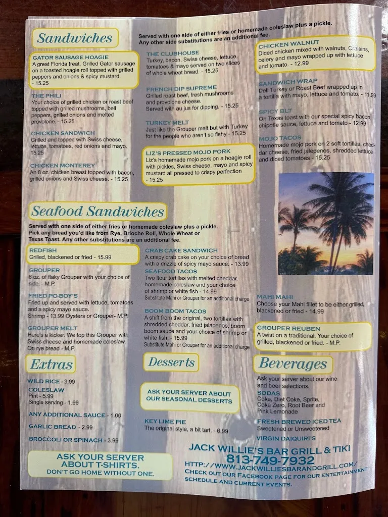 Menu_Jack Willie's Bar, Grill & Tiki_Oldsmar, FL_image_old_1