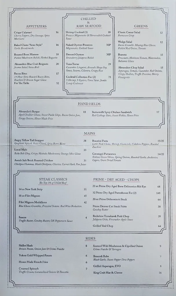Menu_Alexander's Ormond Beach_Ormond Beach, FL_image_old_2