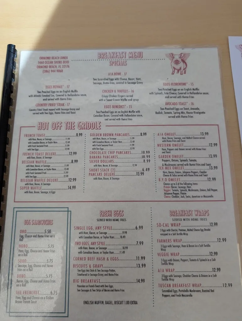 Menu_Ormond Beach Diner_Ormond Beach, FL_image_old_2
