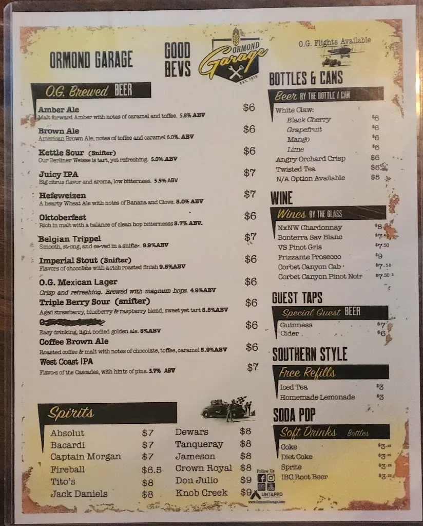 Menu_Ormond Garage_Ormond Beach, FL_image_old_3
