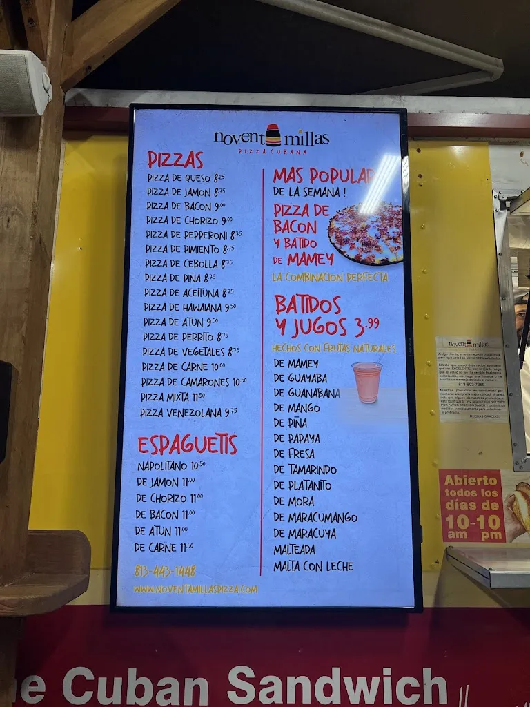 Menu_Noventa Millas_Tampa, FL_image_old_2