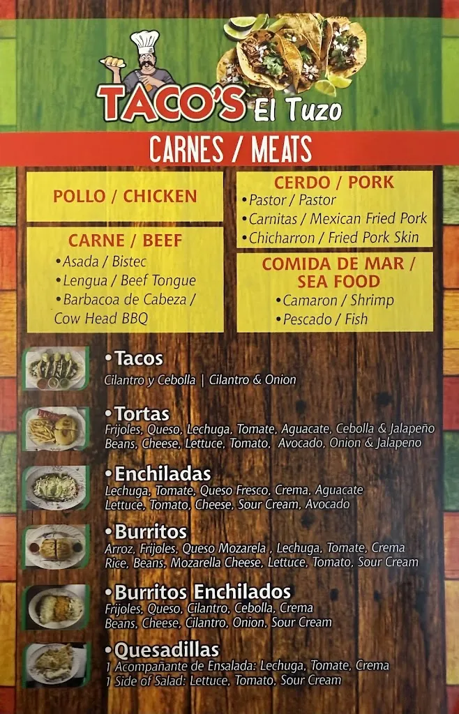 Menu_Taco’s el Tuzo_7711 Causeway Blvd, Clair-Mel_image_old_2