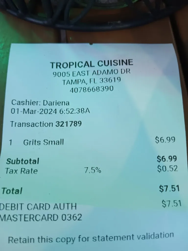 Menu_Tropical Cuisine_Tampa, FL_image_old_3