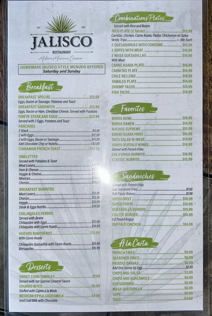 Menu_Jalisco Restaurant_North Palm Springs, CA_image_old_3