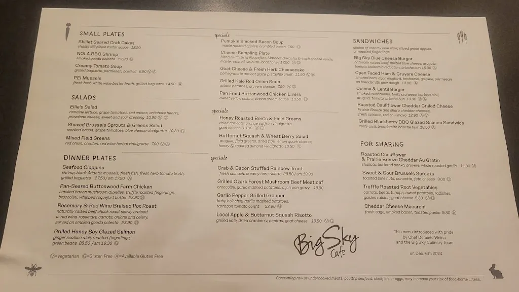 Menu_Big Sky Cafe_Webster Groves, MO_image_old_1