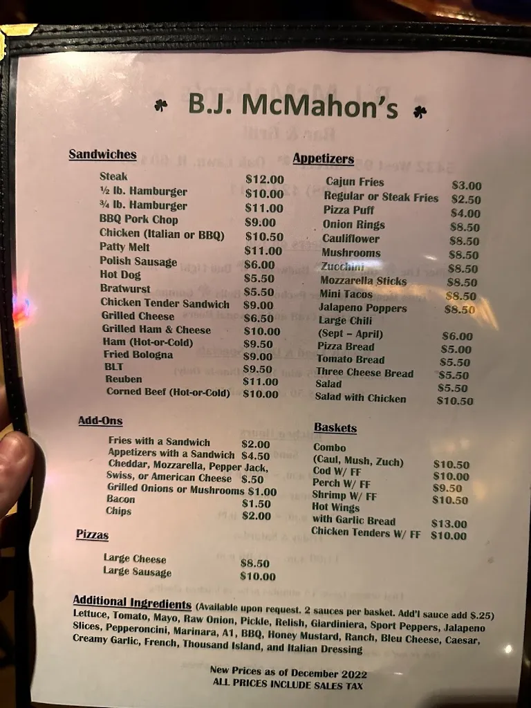 Menu_B J Mc Mahon's_Oak Lawn, IL_image_old_3