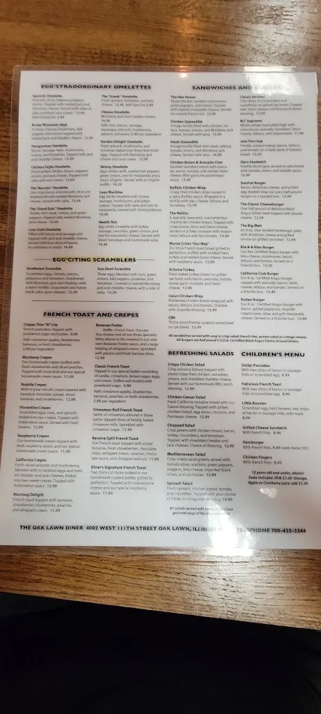 Menu_Oak Lawn Diner_Oak Lawn, IL_image_old_2