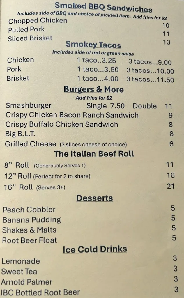 Menu_The Bandits' Smoke Shack_Ingleside, IL_image_old_3