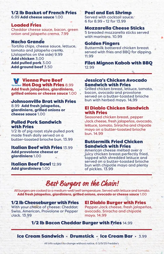 Menu_Famous Freddie's Roadhouse_Fox Lake, IL_image_old_1