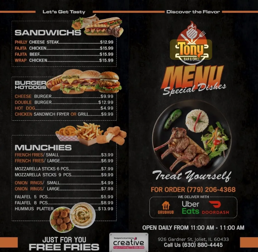 Menu_Tony bar and grill_Joliet, IL_image_old_1